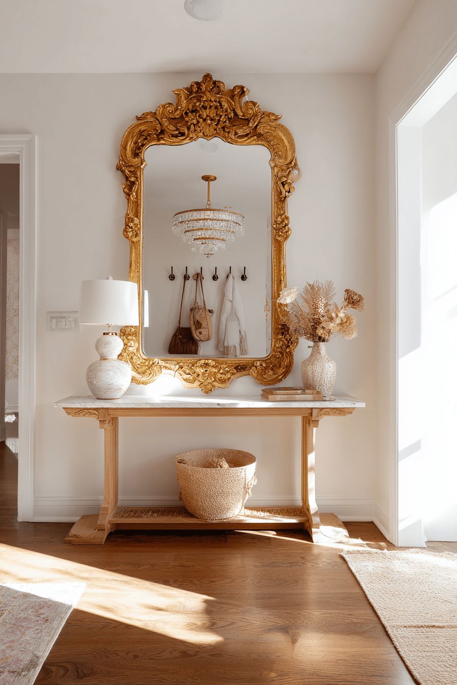 Gilded Mirror in Entryway