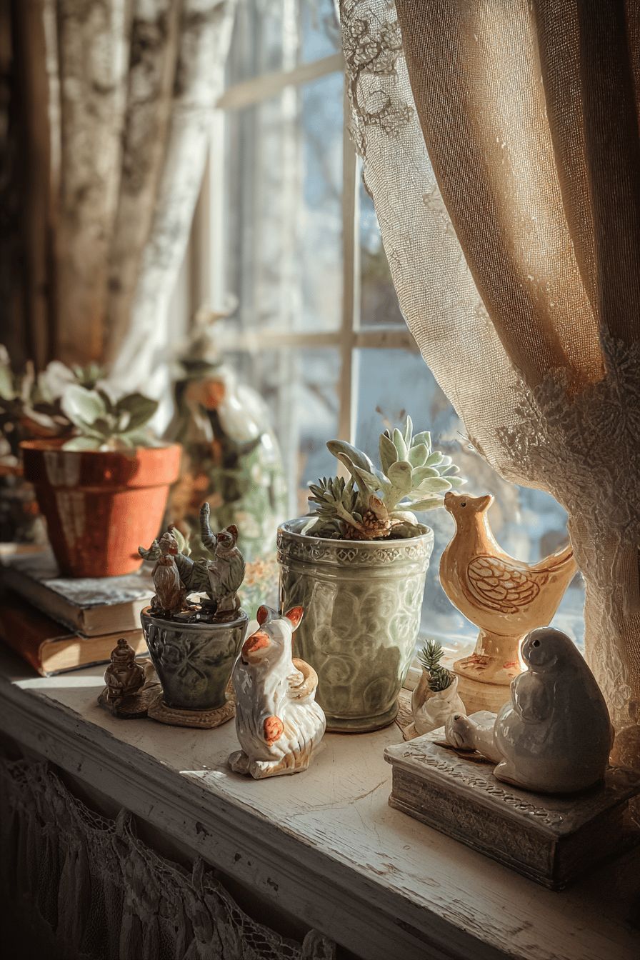 Ceramic Figurines on Window Sills