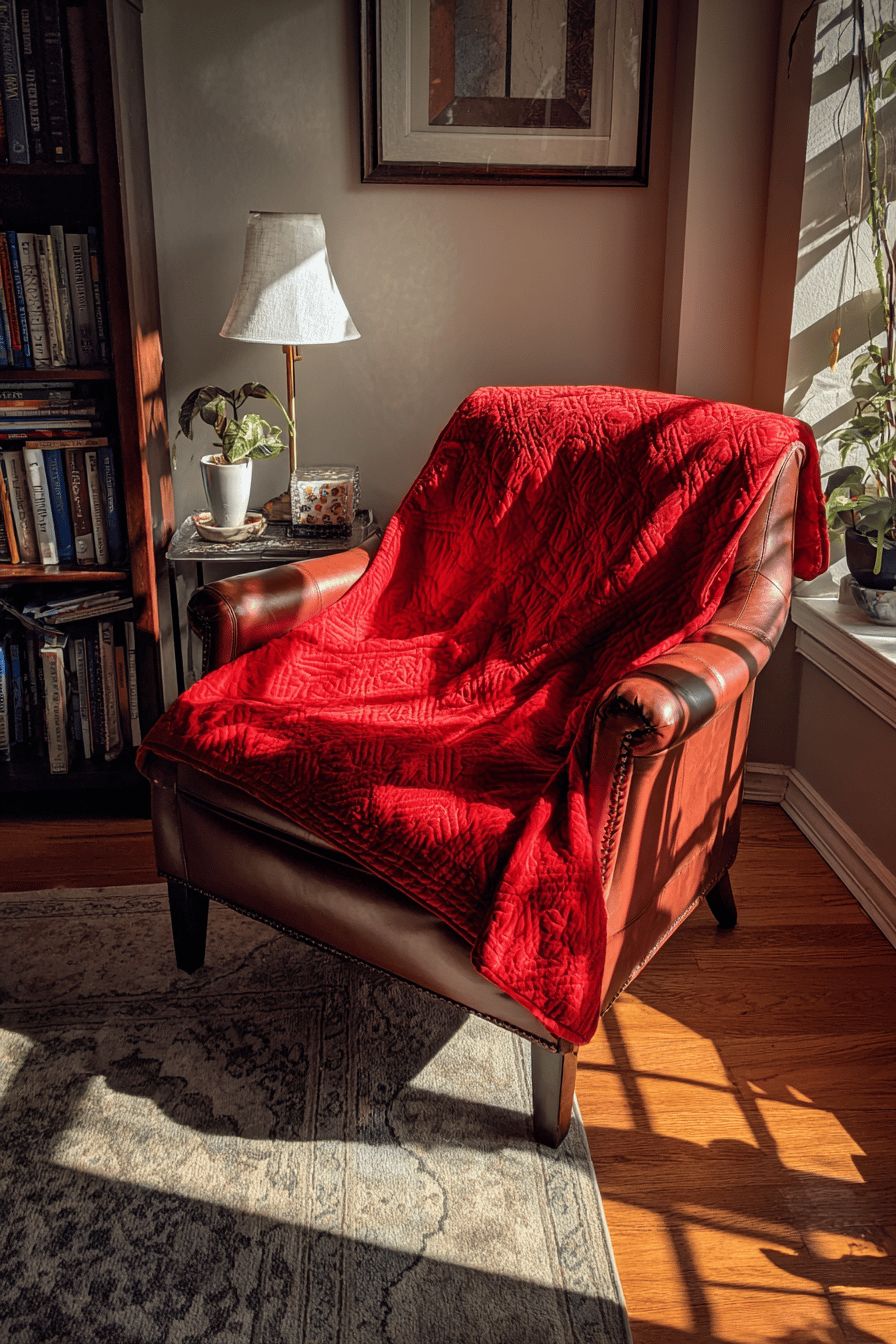 Scarlet Quilt on Reading Chair