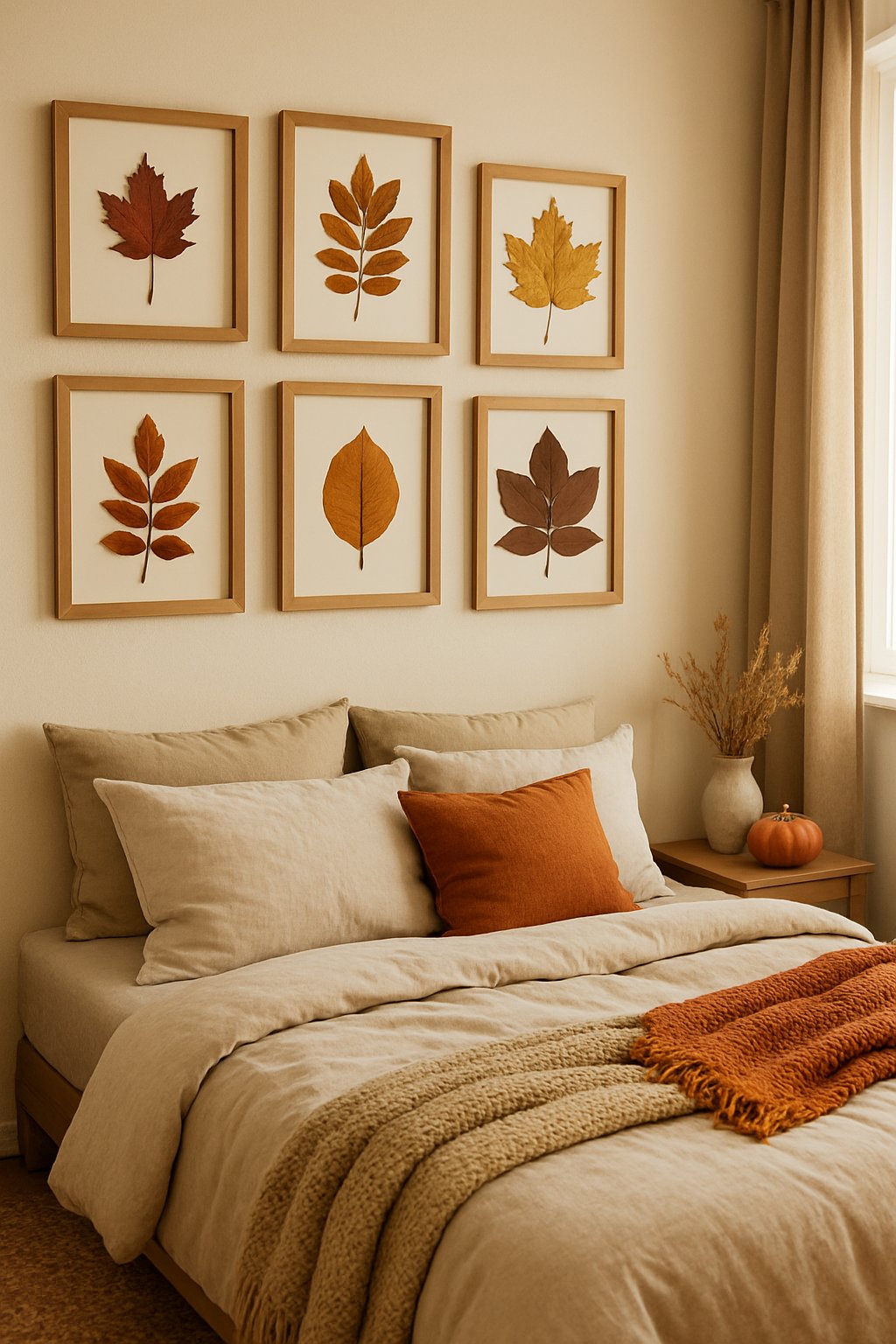 Framed pressed autumn leaves
