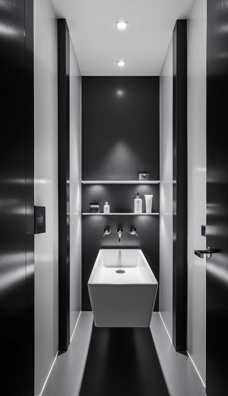 Narrow sink in a modern bathroom