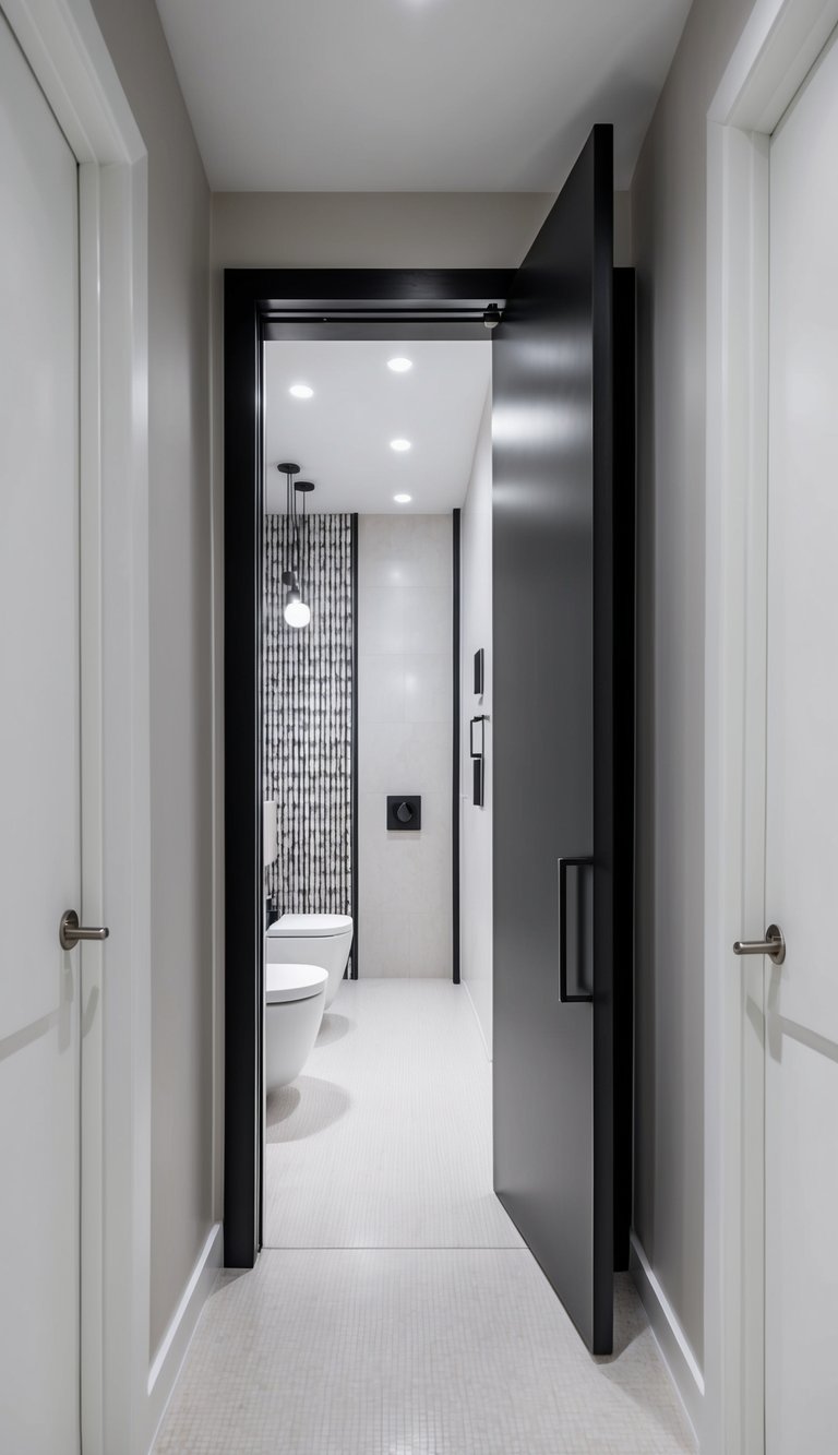 Pocket door in a narrow bathroom