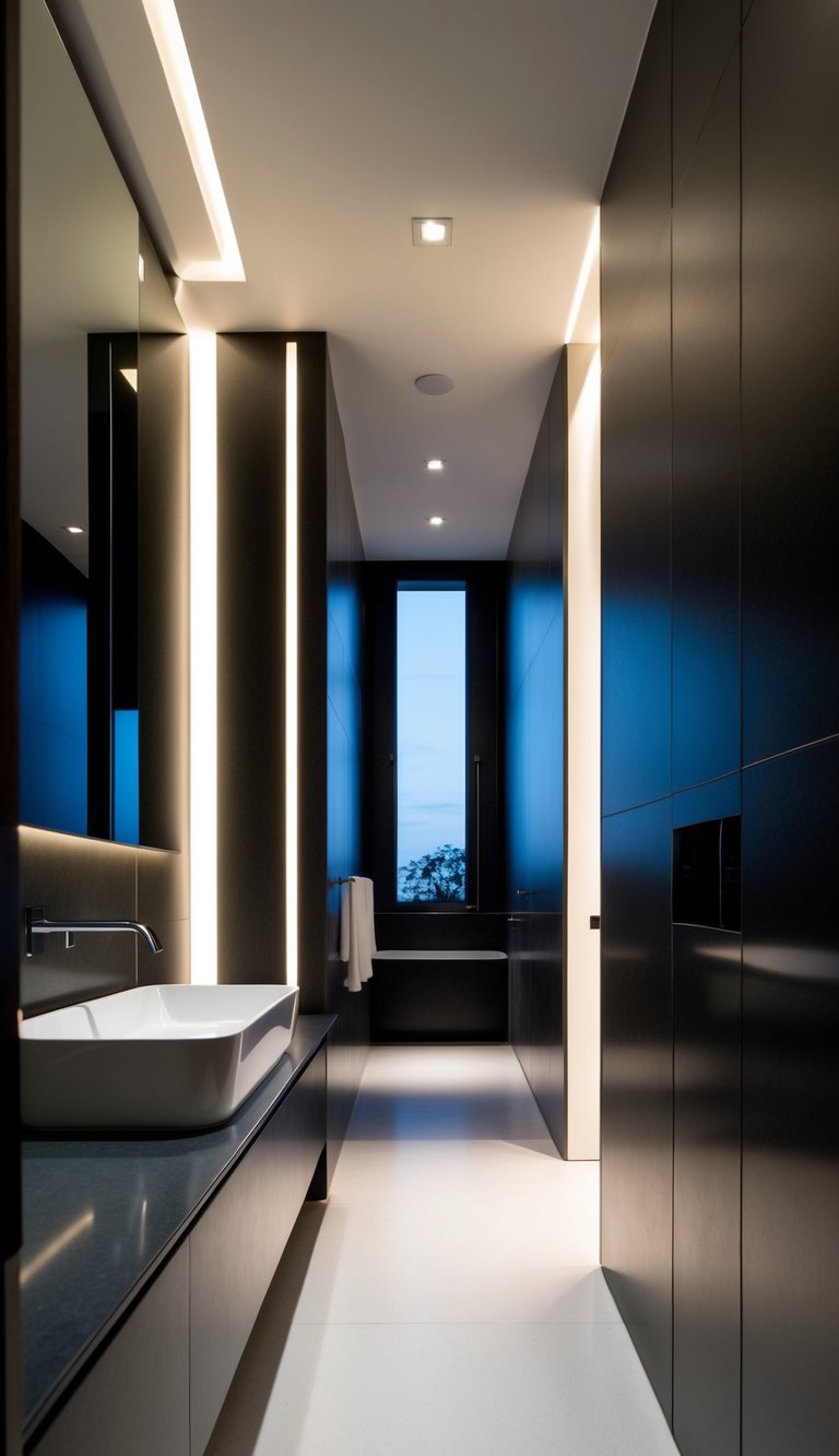 Recessed lighting in a narrow bathroom