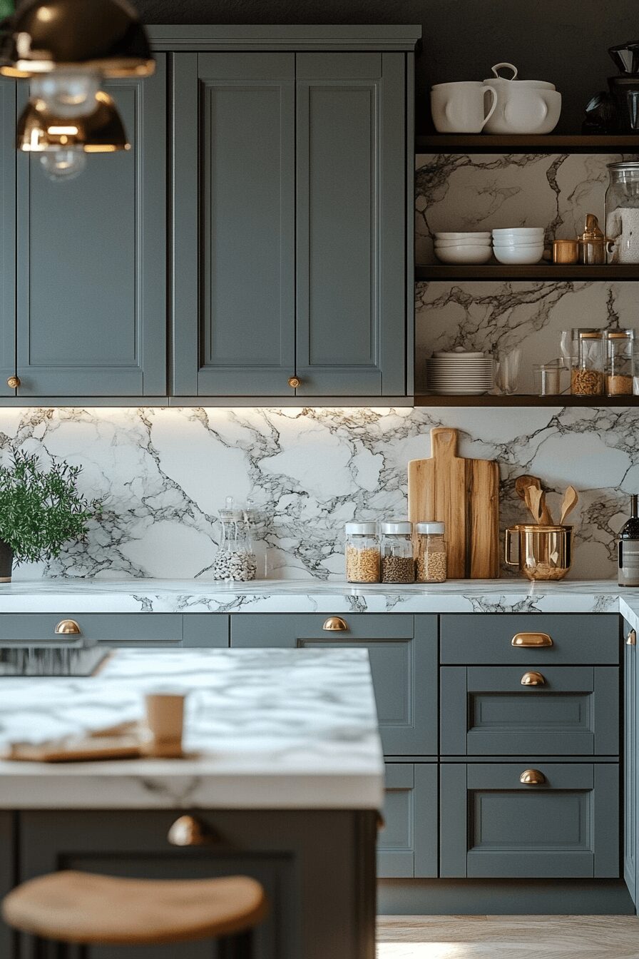 grey and white kitchen cabinets