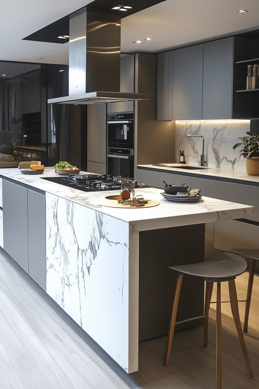 grey and white kitchen cabinets