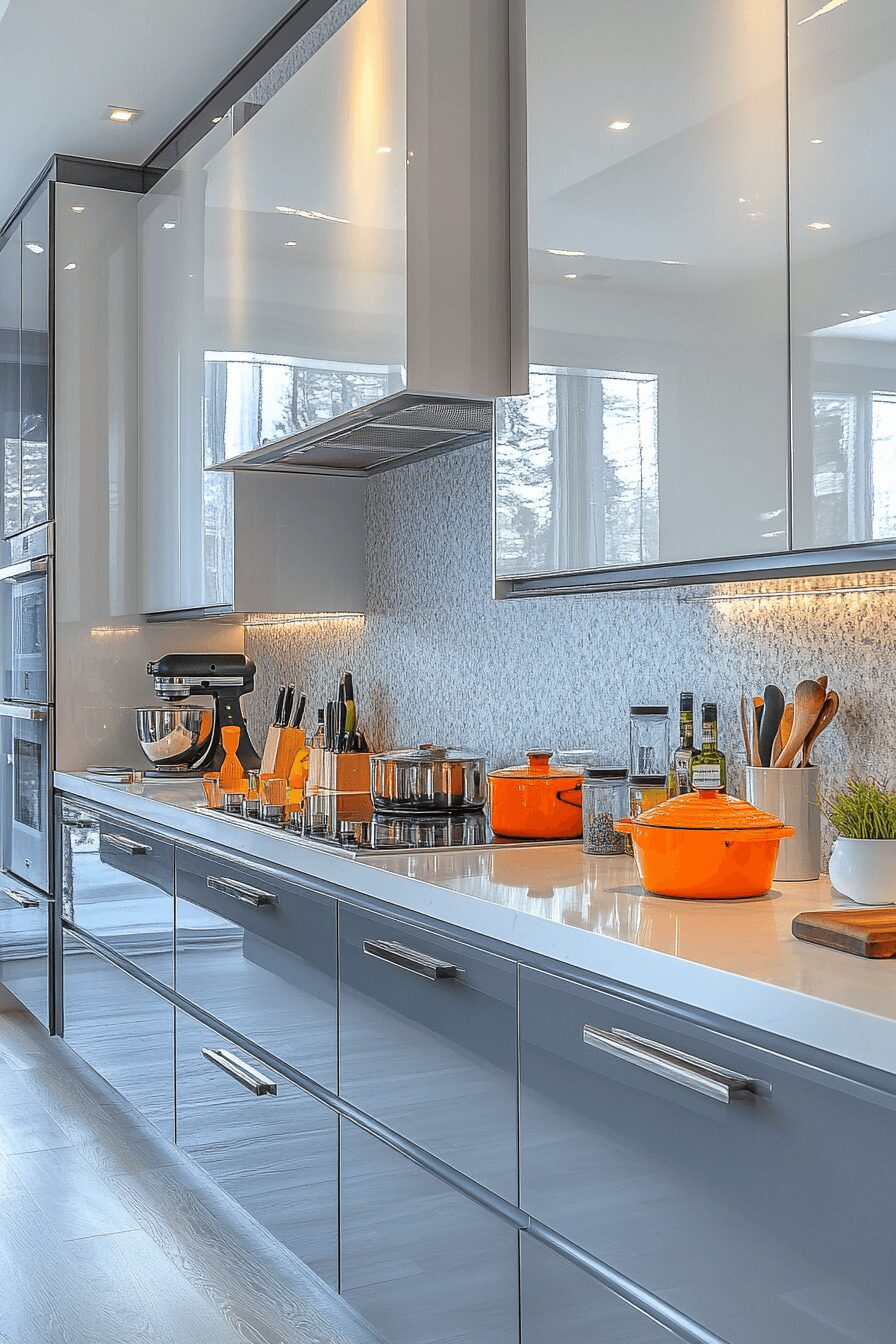 grey and white kitchen cabinets