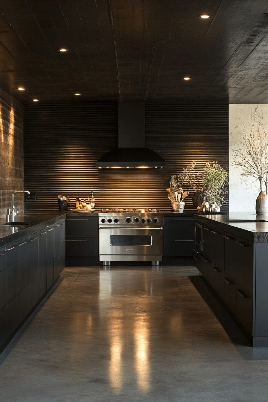 sleek fluted glass kitchen cabinets