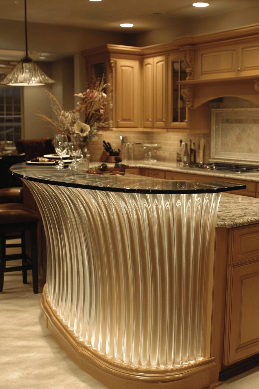 classic fluted glass kitchen cabinets