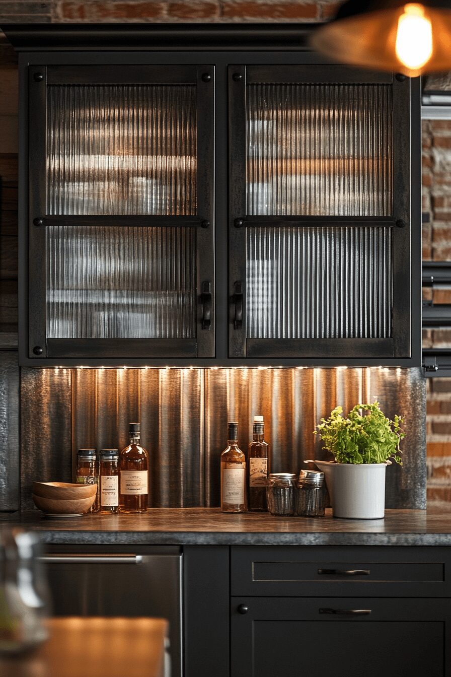 urban fluted glass kitchen cabinets