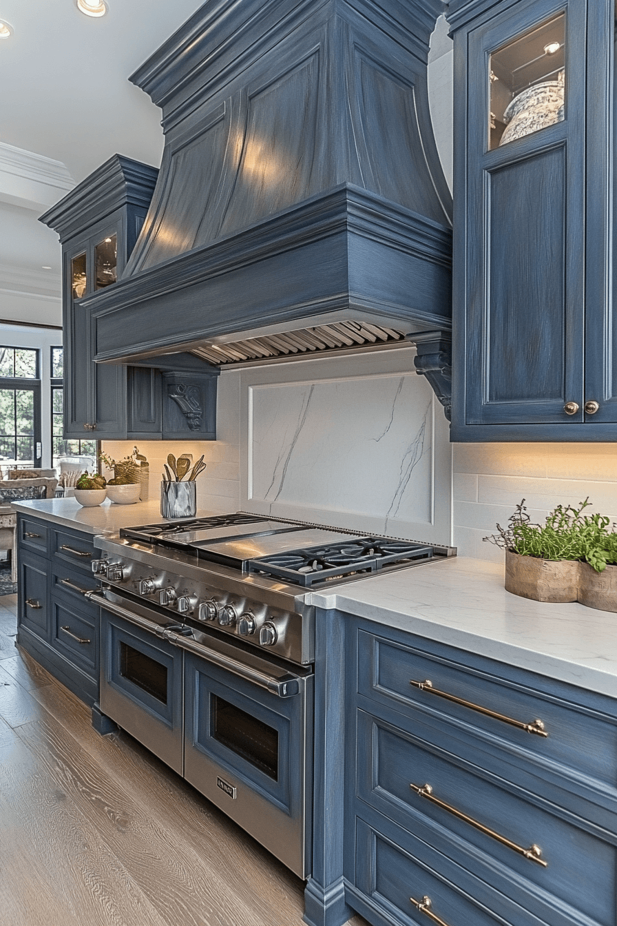 blue grey kitchen cabinets