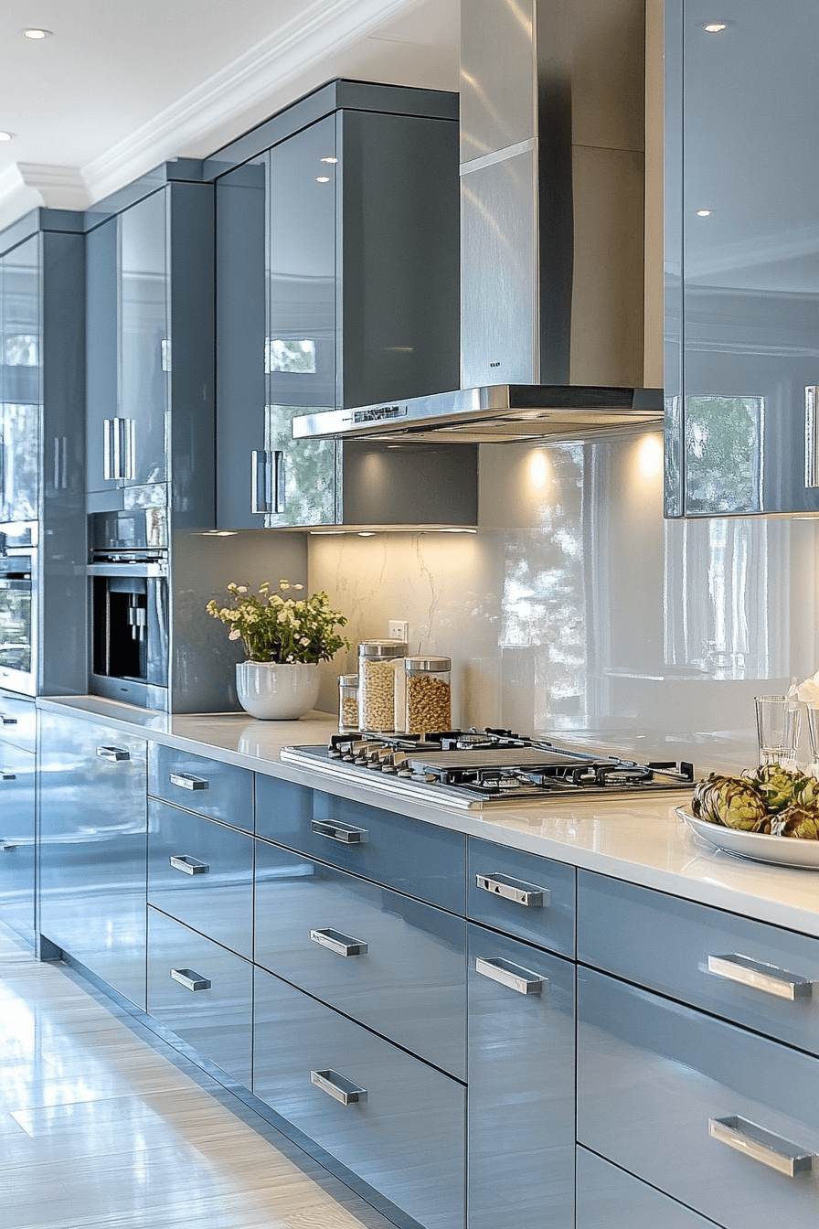 blue grey kitchen cabinets