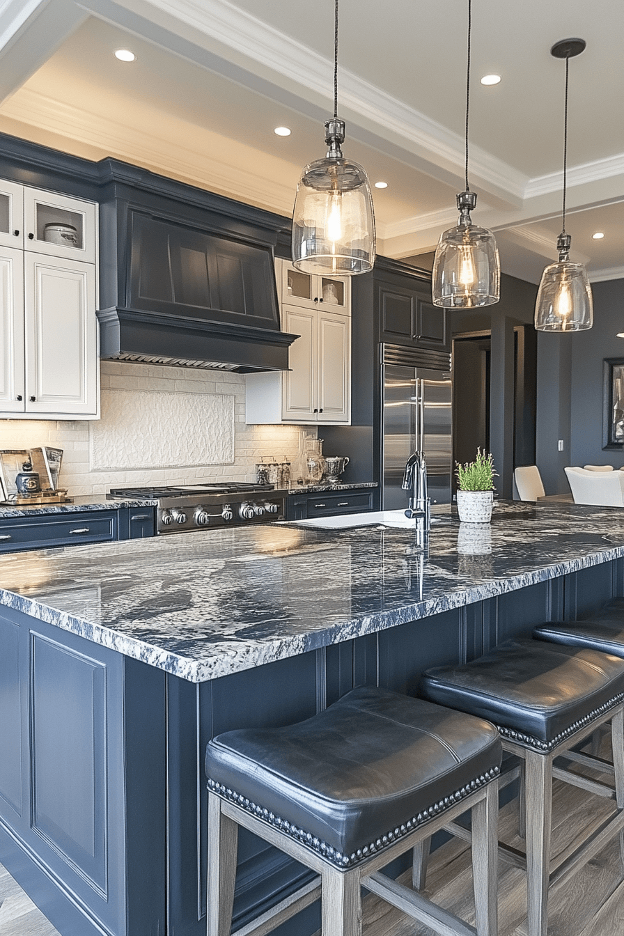 blue grey kitchen cabinets