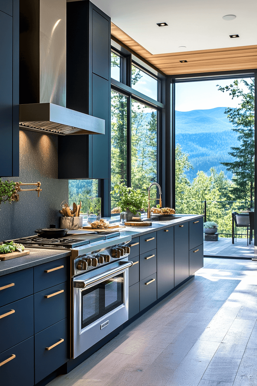 blue grey kitchen cabinets