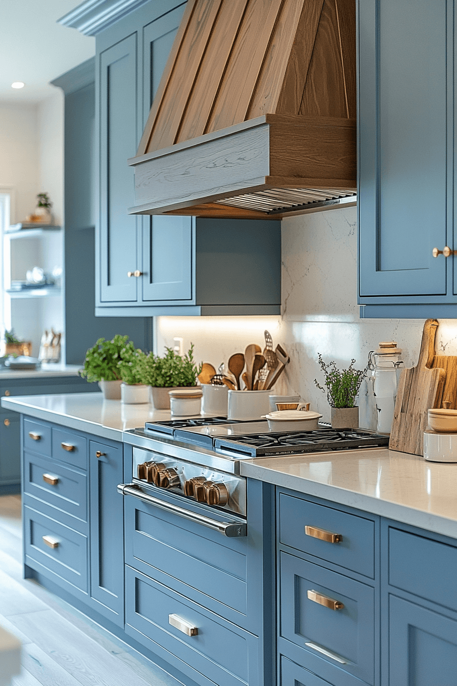 blue grey kitchen cabinets