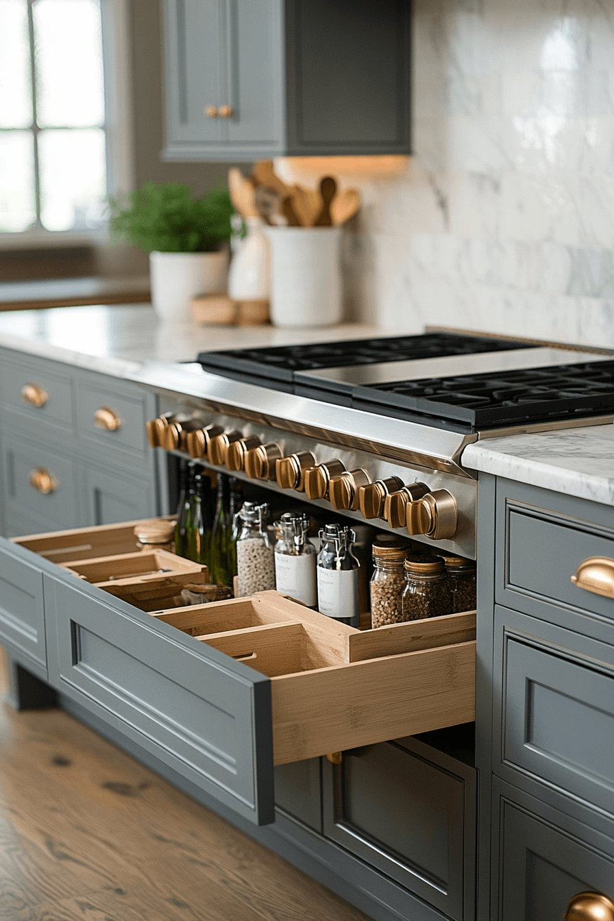 blue grey kitchen cabinets