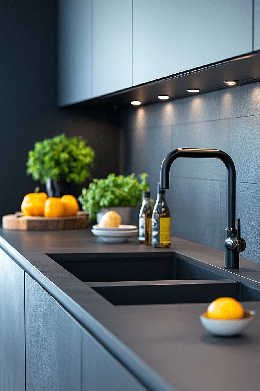 blue grey kitchen cabinets