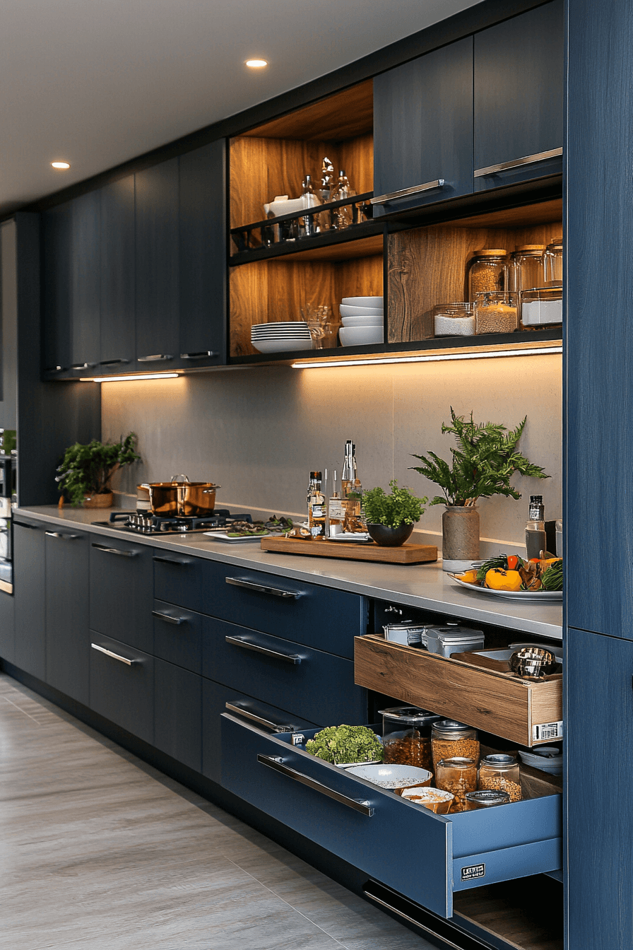 blue grey kitchen cabinets