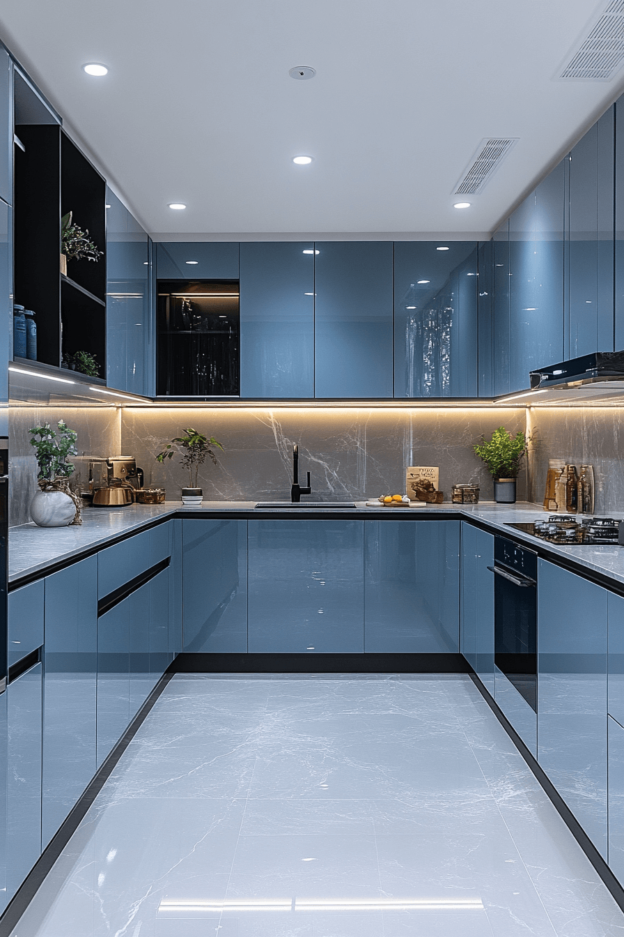 blue grey kitchen cabinets
