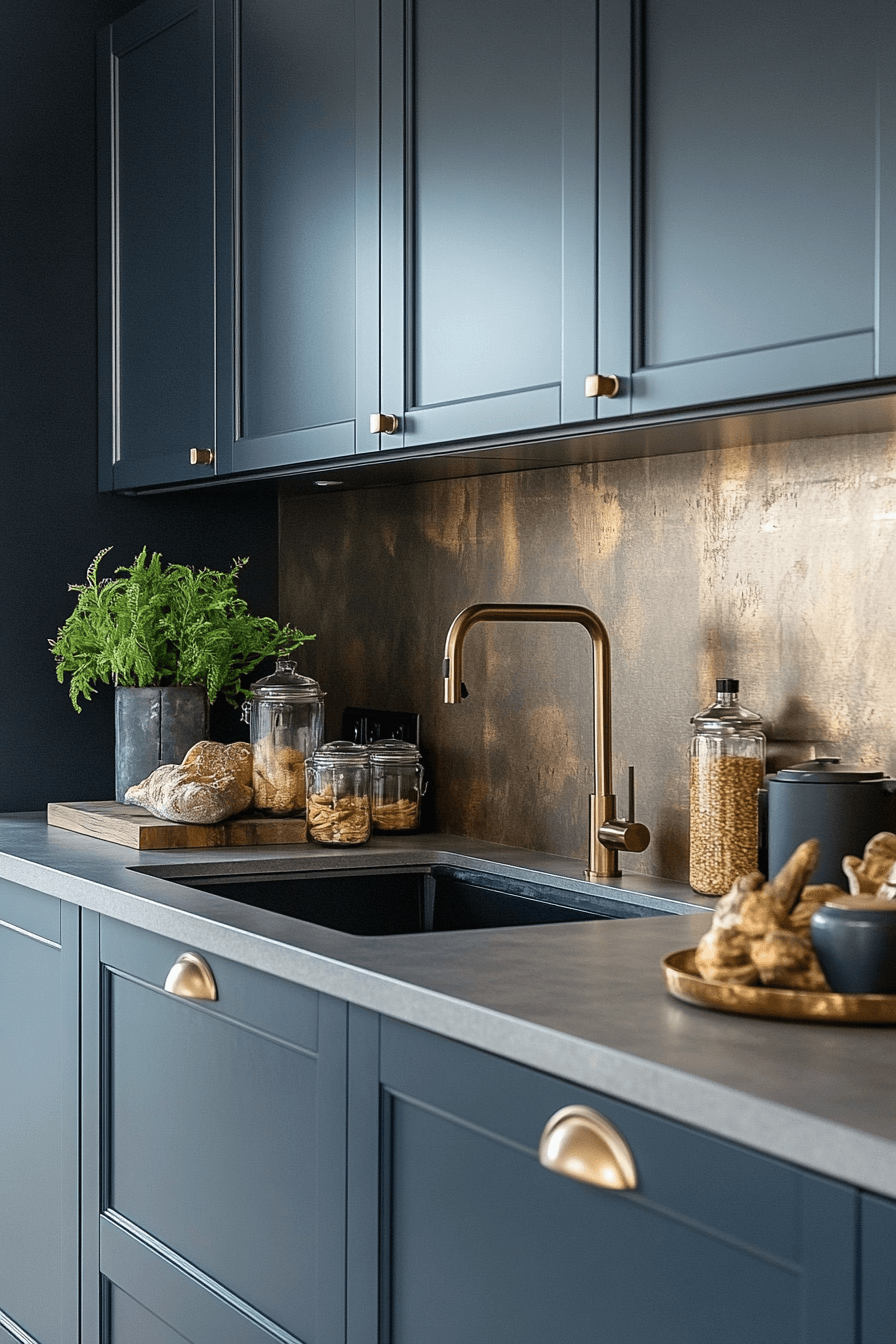 blue grey kitchen cabinets