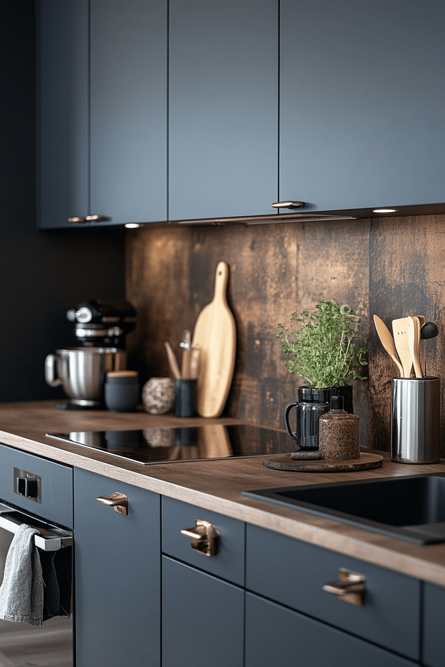 blue grey kitchen cabinets