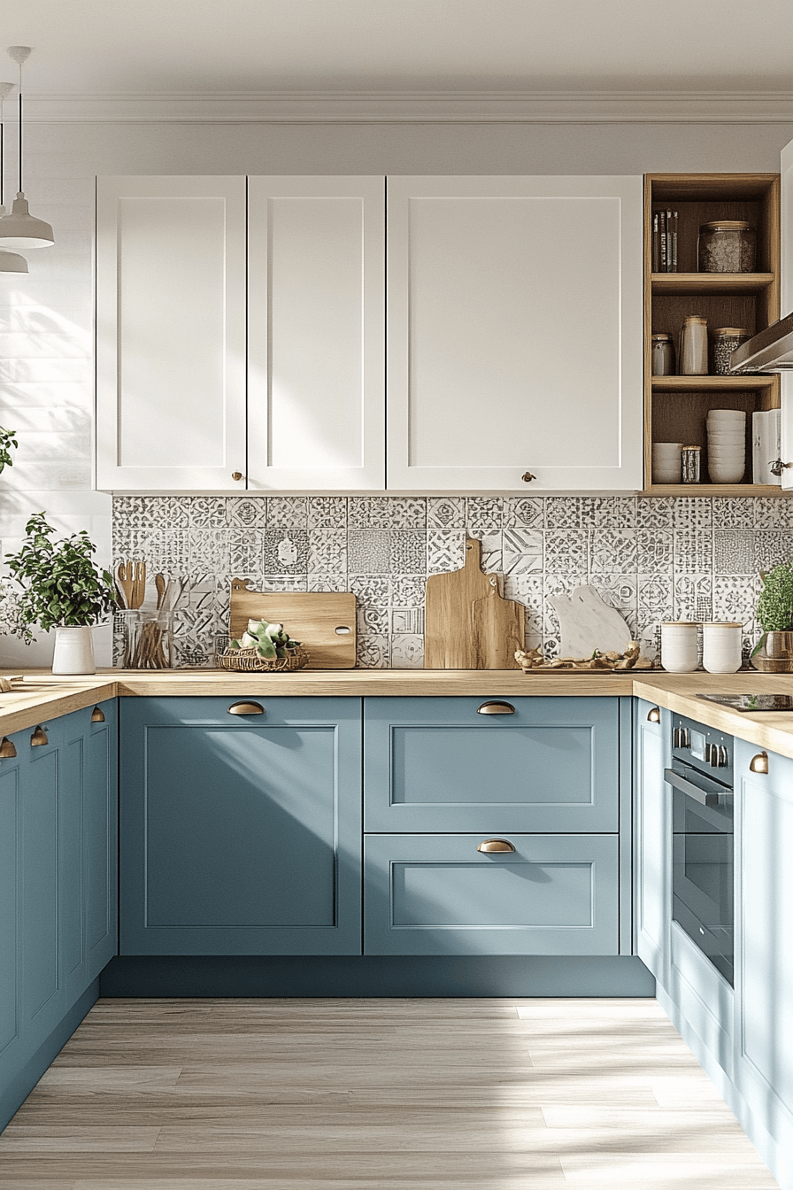 blue grey kitchen cabinets