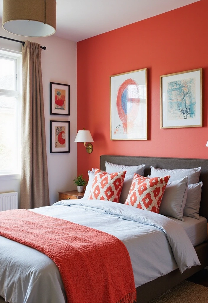 7 Mood-Boosting Bedroom Color Schemes - 5. Energetic Coral