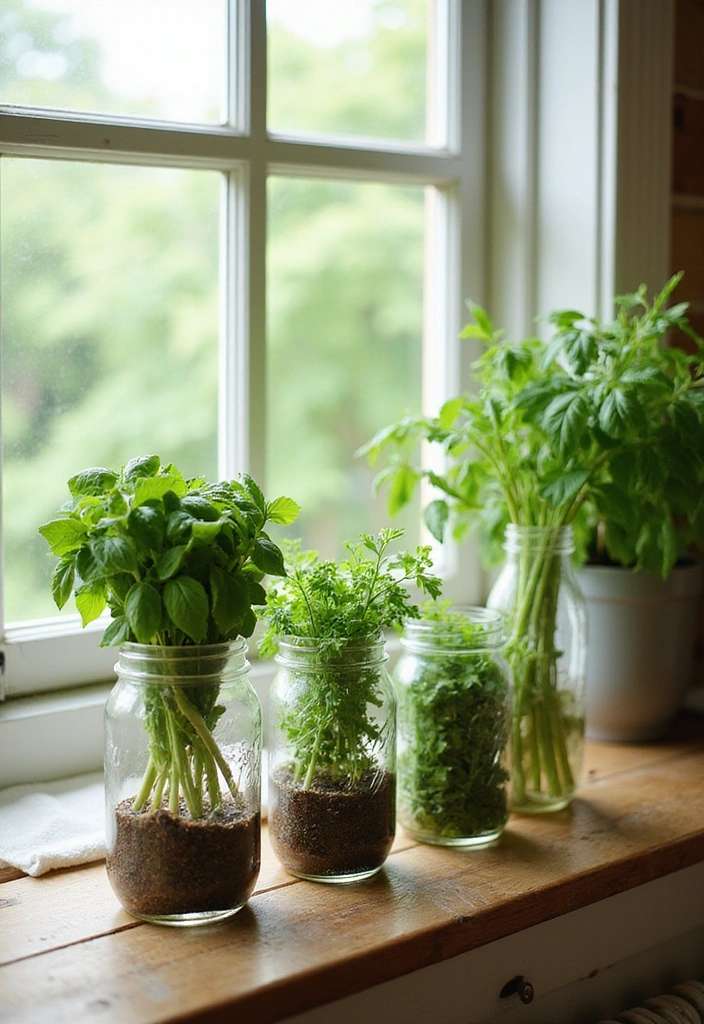 Charming Mason Jar Herb Garden