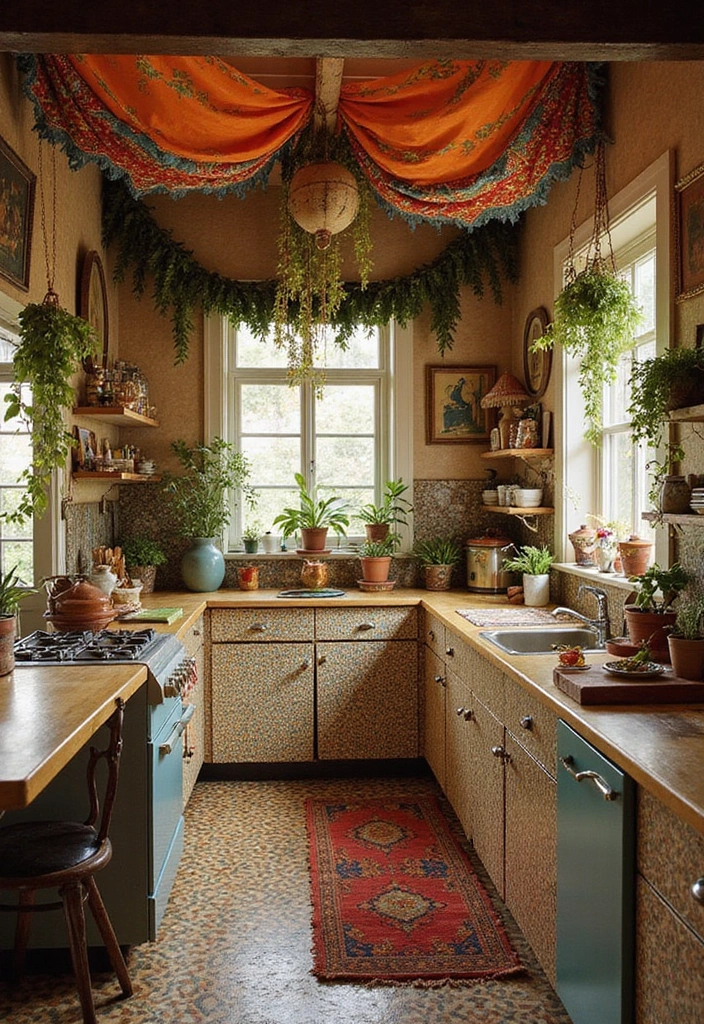 1970s Boho Chic Vintage Kitchen