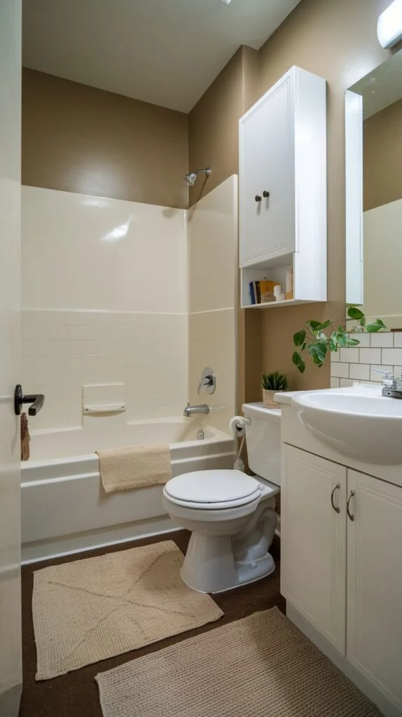 Bathroom with two-tone walls and cabinetry