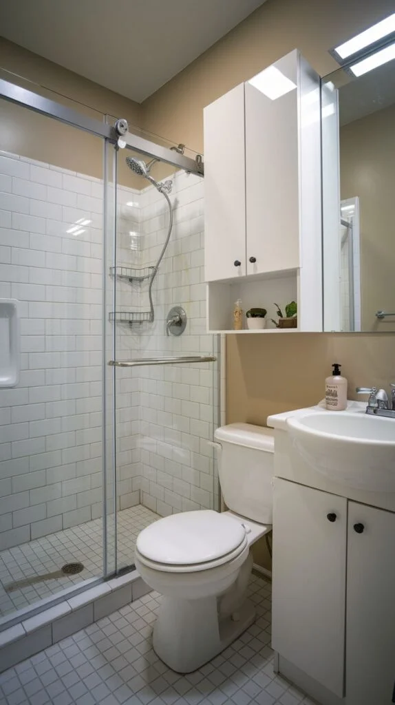 Bathroom with sliding glass shower doors