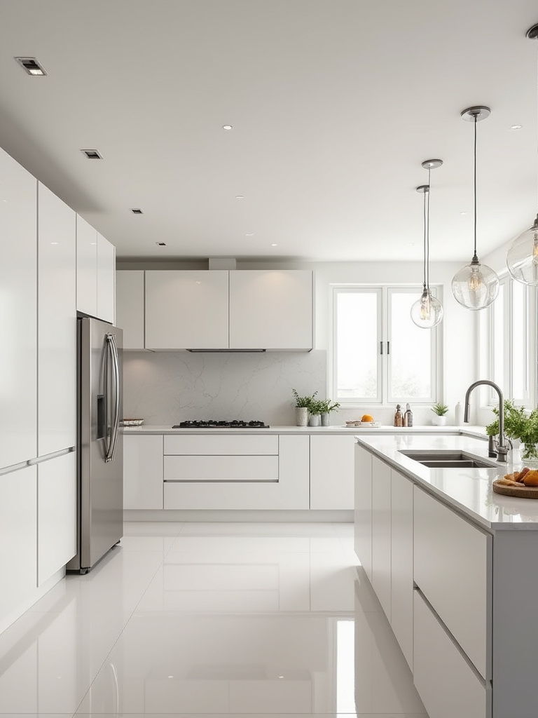 Kitchen illuminated with energy-efficient LED bulbs