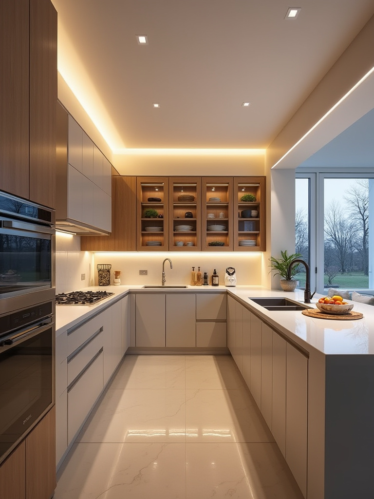 Modern kitchen with professional lighting design