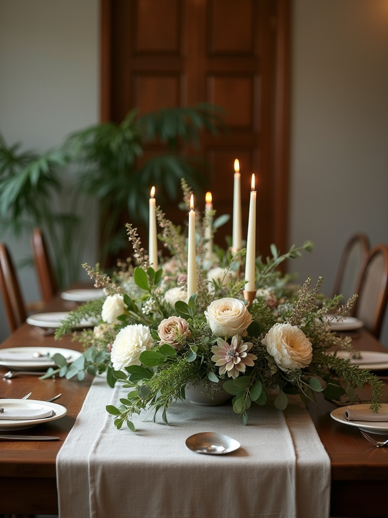 Elegant dining table centerpiece design in a refined dining room