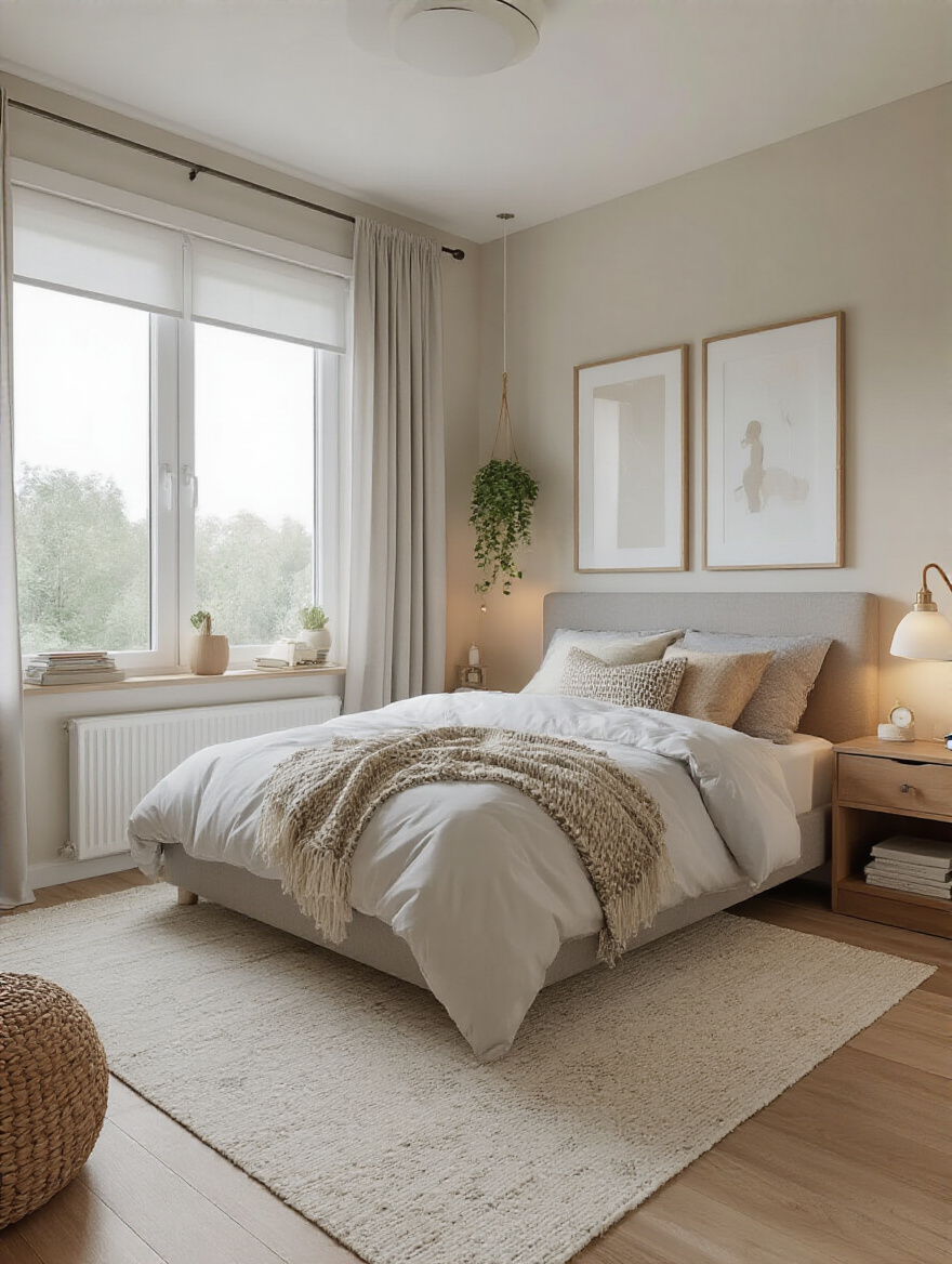Teen girl's bedroom with optimal bed placement and cozy decor