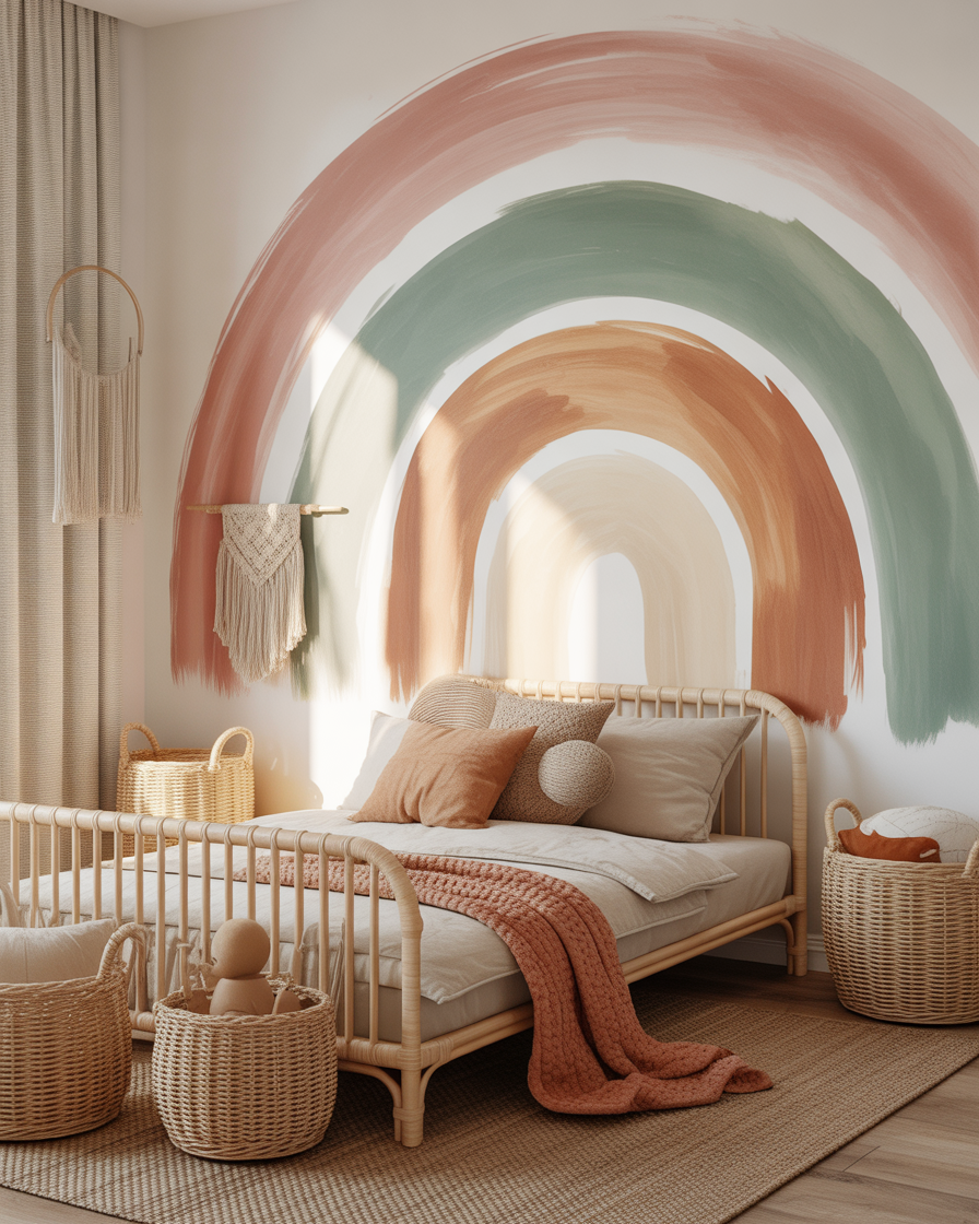 Boho rainbow kids bedroom