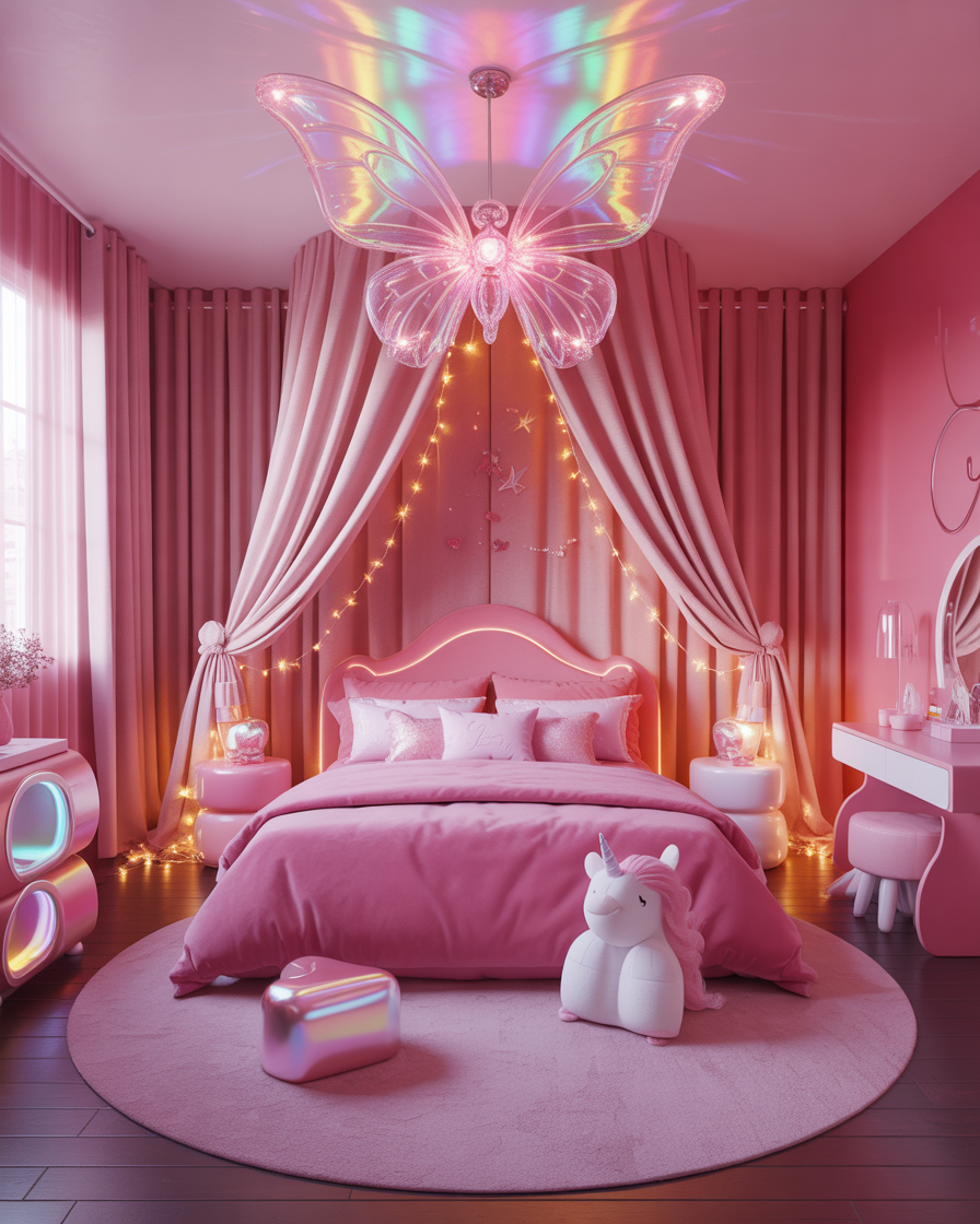 Barbiecore pastel kids bedroom