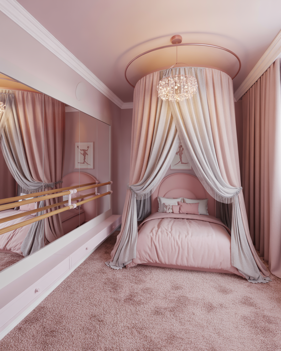 Blue and pink kids bedroom