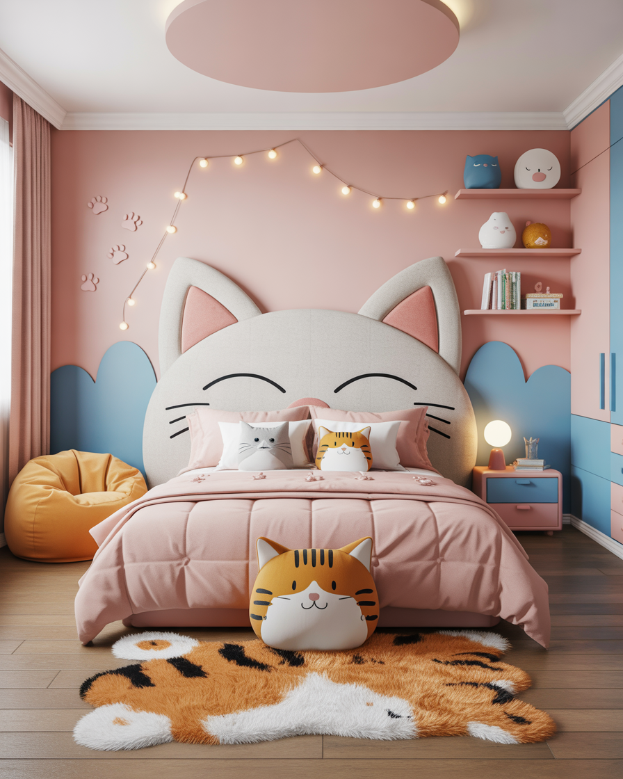 Cat lover kids bedroom