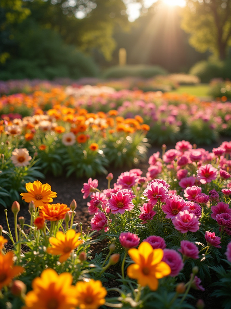Stunning flower garden layout with continuous color and blooming flowers