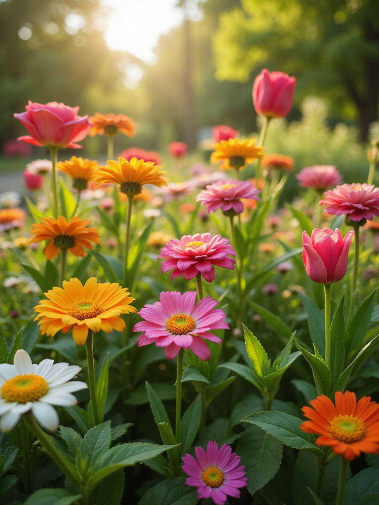 Vibrant flower garden showcasing healthy blooms and strong stems