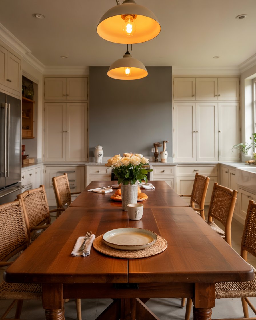 Cozy kitchen with cherry wood and white oak