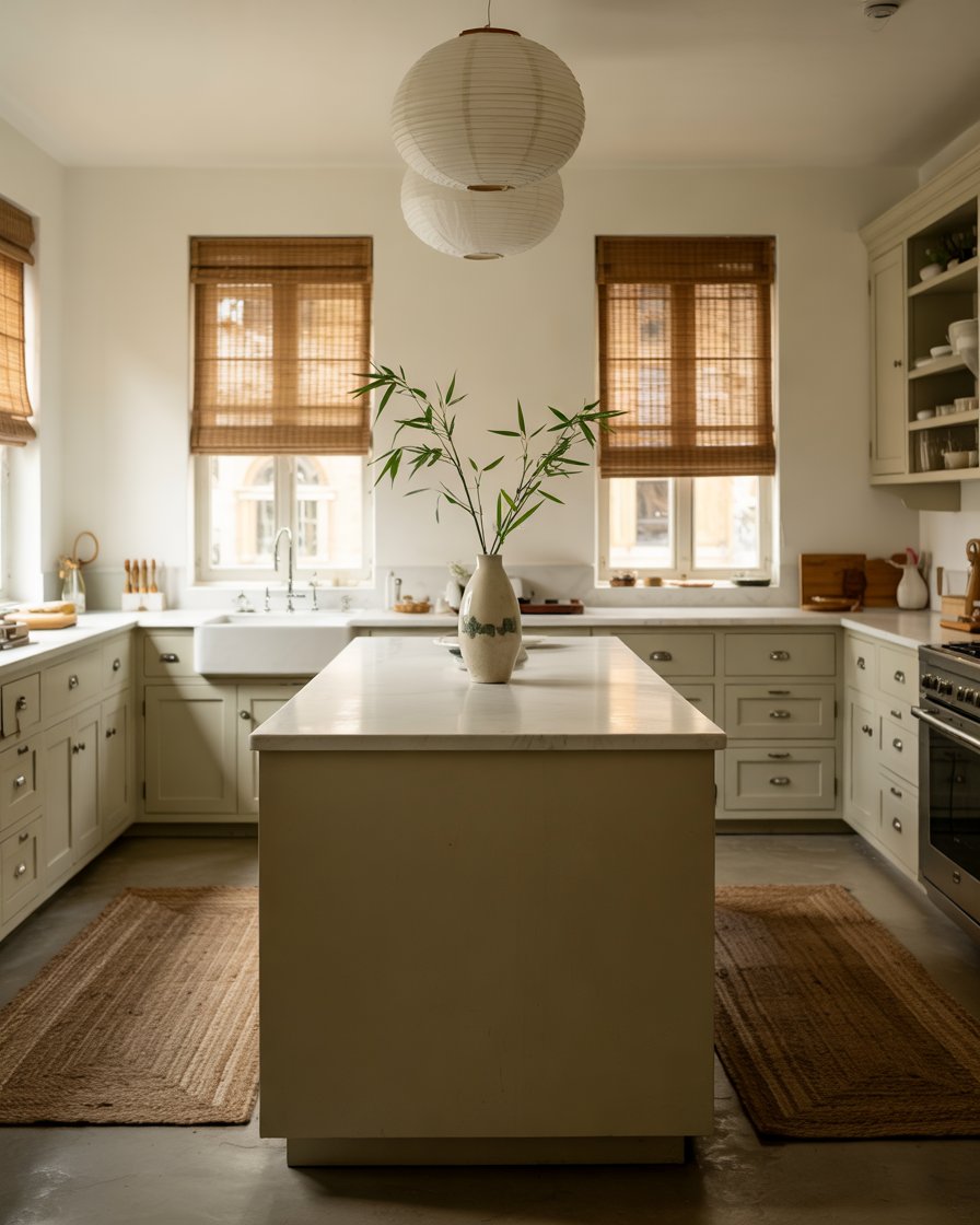 Futuristic kitchen with white oak cabinets