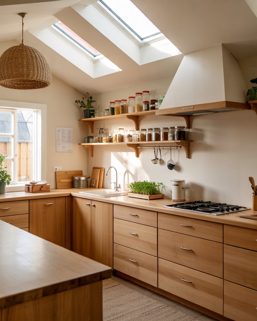Eco-friendly kitchen with white oak cabinets