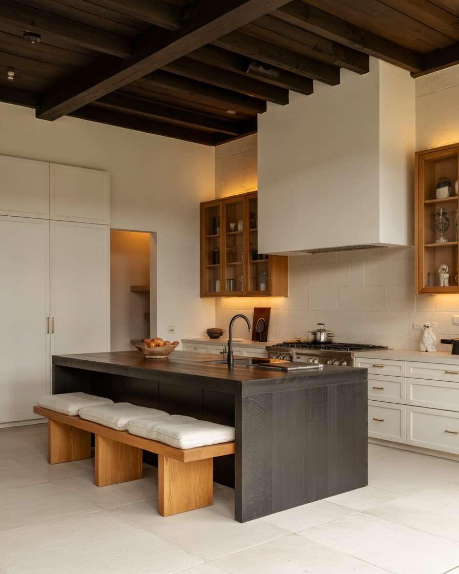 Minimalist kitchen with white oak cabinets