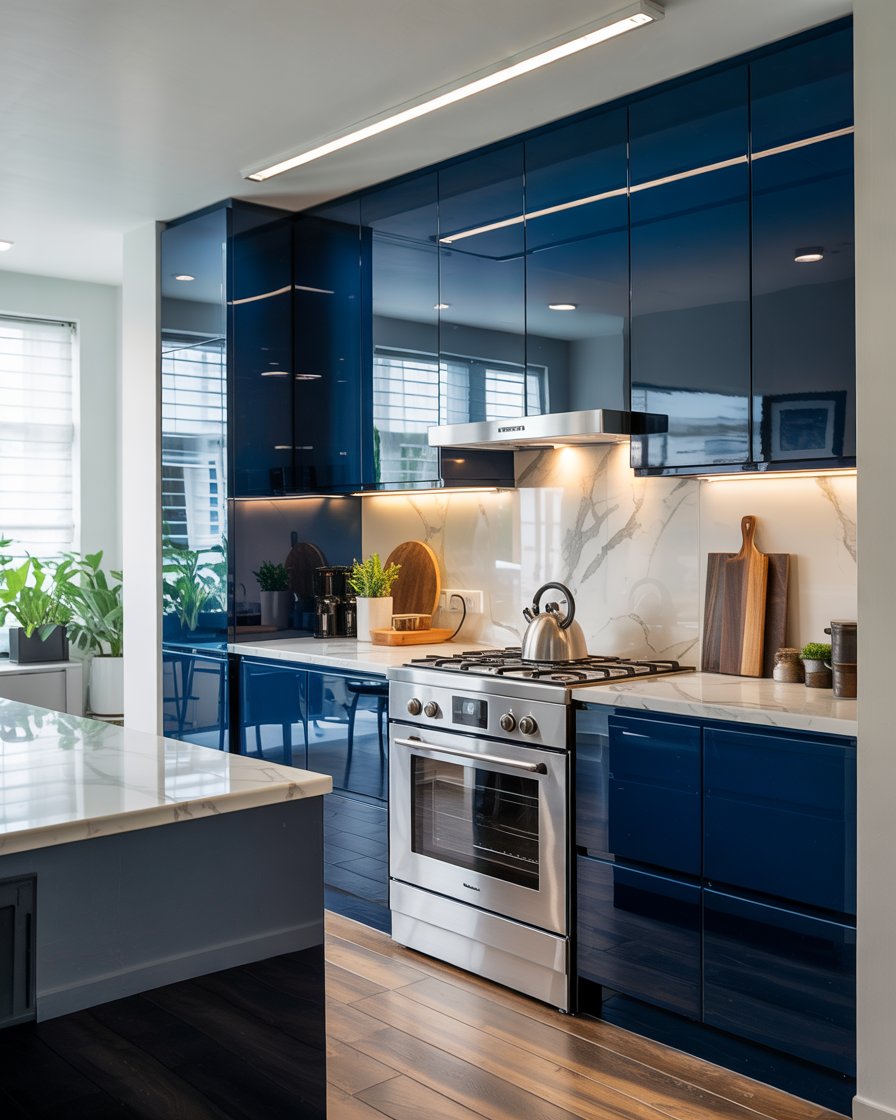 High gloss acrylic kitchen cabinets