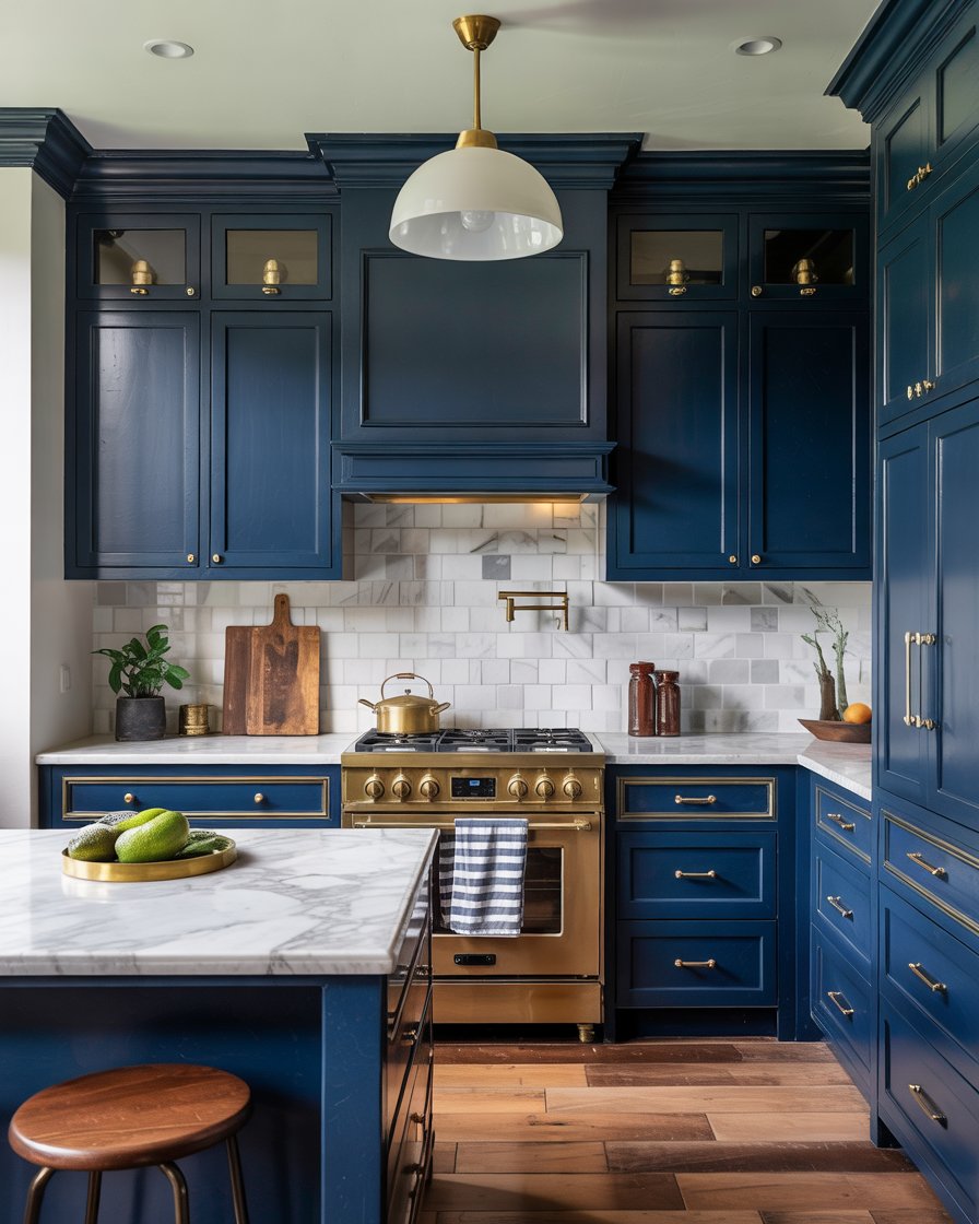 Deep blue kitchen cabinets