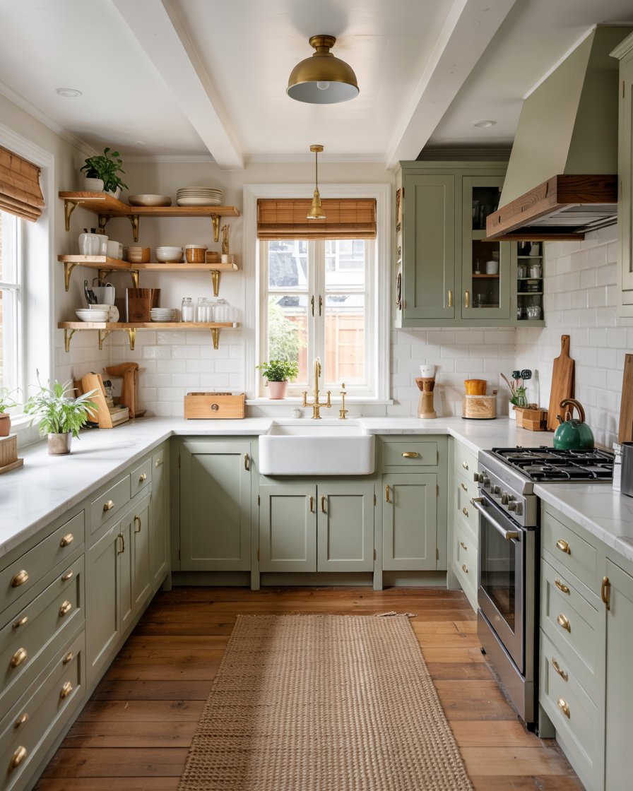 Sage green kitchen cabinets