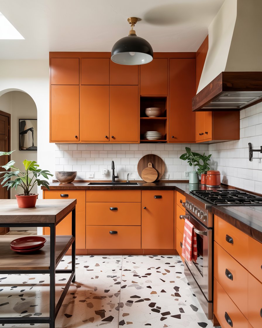 Burnt orange kitchen cabinets