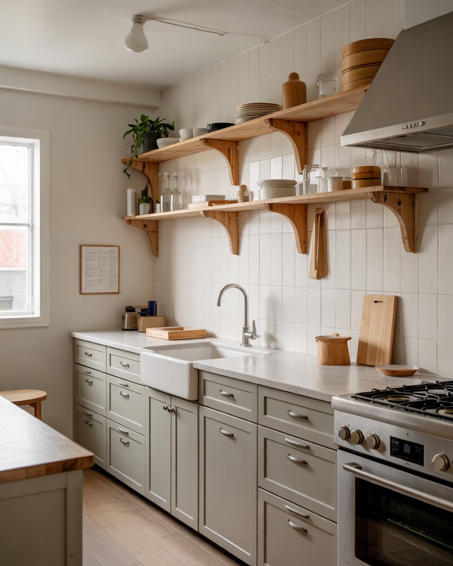 Ash gray kitchen cabinets