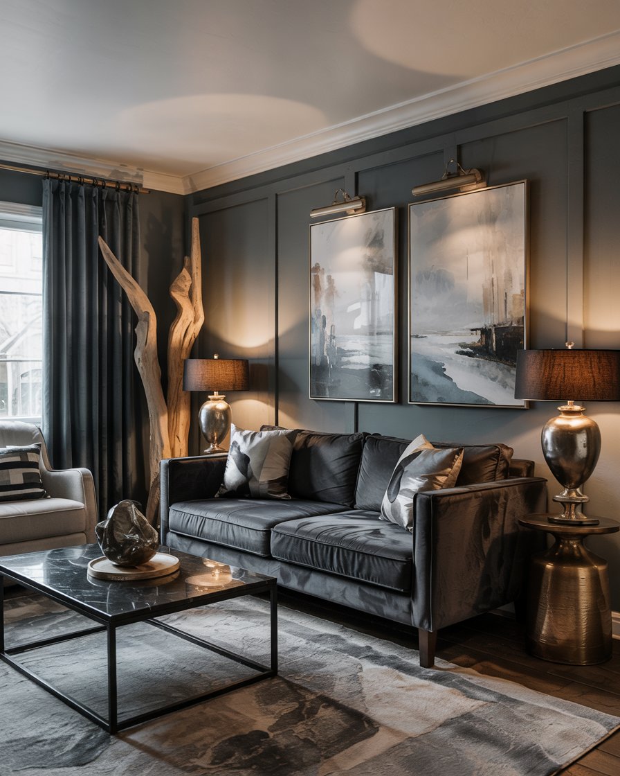 Moody Grey Coastal Living Room